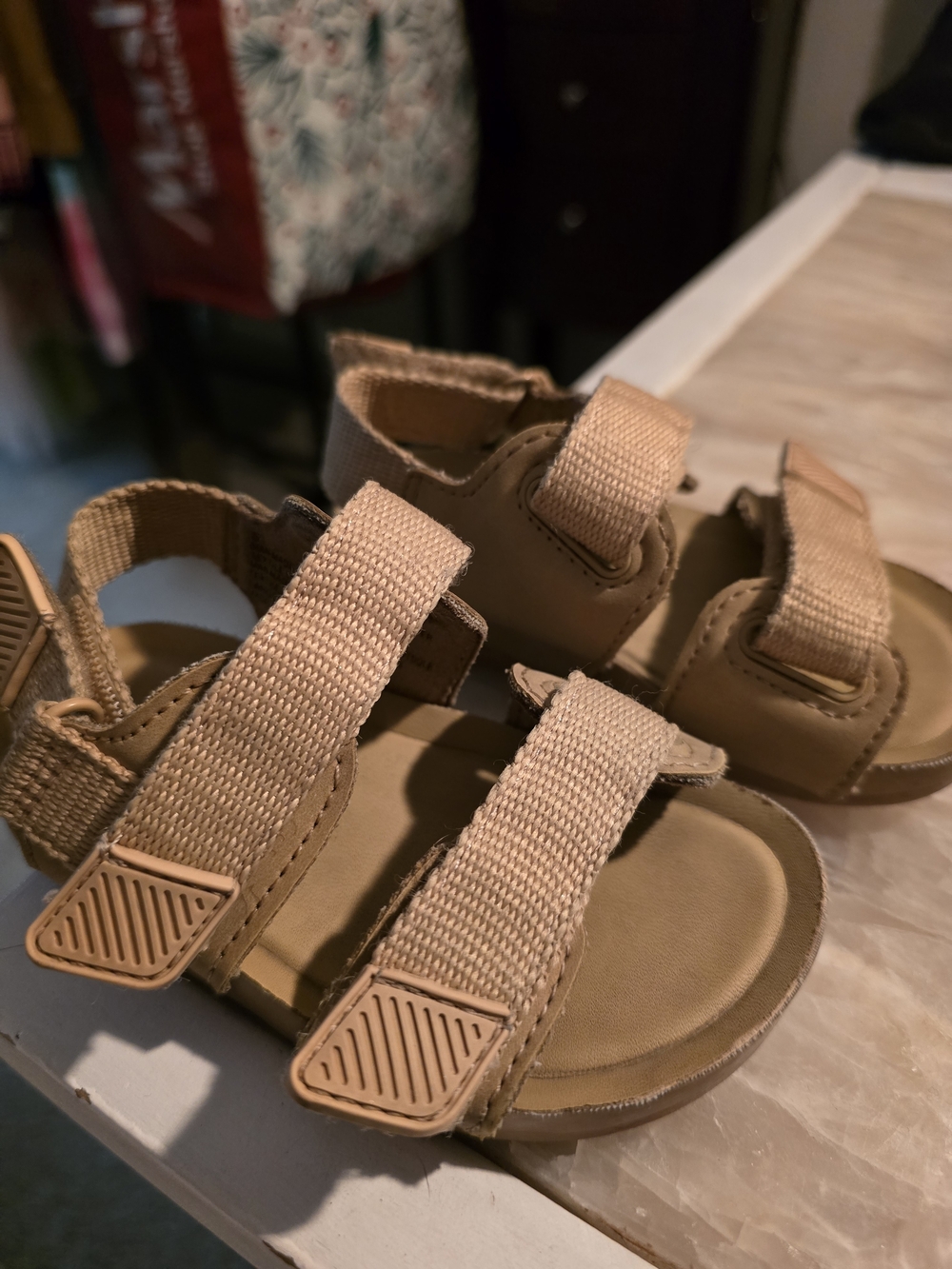 5K-Cat & Jack Beige/Tan Kids Adjustable Strap Sandals